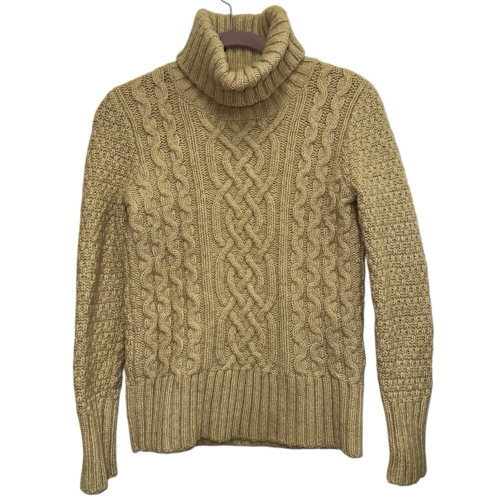 Eddie‎ Bauer Lambswool Blend Cable Knit Turtleneck Sweater Petite XS